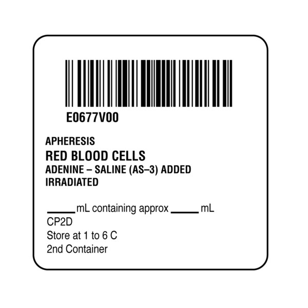 ISBT 128 Apheresis Red Blood Cells 2" x 2"